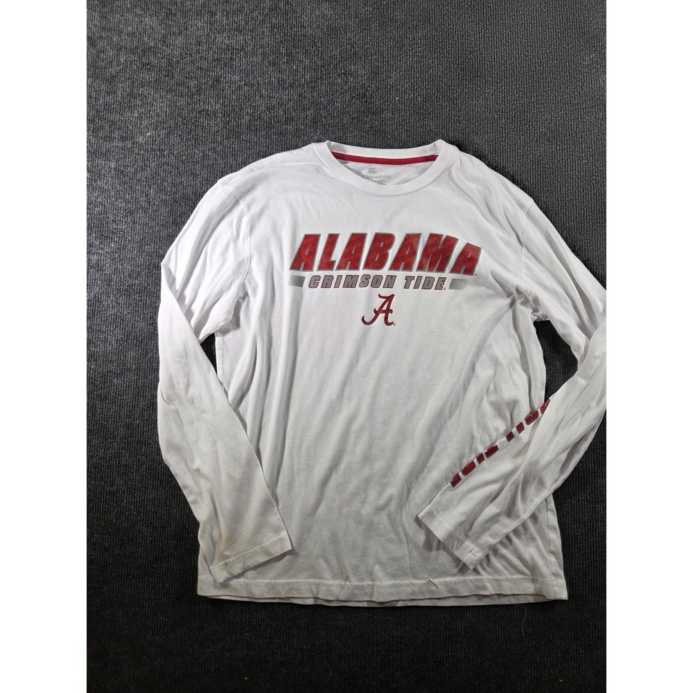 Colosseum Alabama Crimson Tide Mens White Long Sleeve Roll Tide Shirt Large L